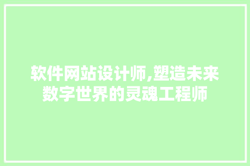 软件网站设计师,塑造未来数字世界的灵魂工程师 软件网站设计师,塑造未来数字世界的灵魂工程师 百度SEO