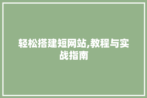 轻松搭建短网站,教程与实战指南 轻松搭建短网站,教程与实战指南 必应SEO