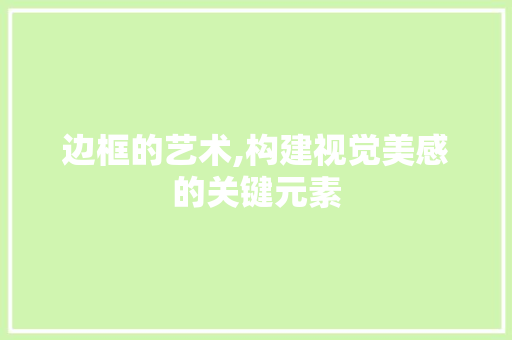 边框的艺术,构建视觉美感的关键元素 边框的艺术,构建视觉美感的关键元素 必应SEO