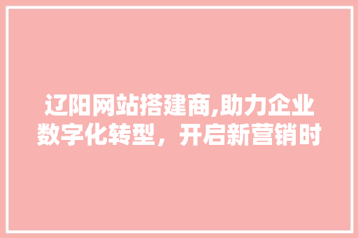 辽阳网站搭建商,助力企业数字化转型，开启新营销时代