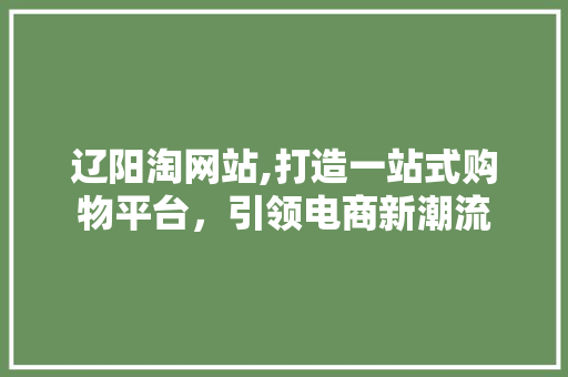 辽阳淘网站,打造一站式购物平台，引领电商新潮流