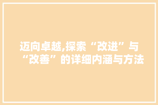 迈向卓越,探索“改进”与“改善”的详细内涵与方法路径
