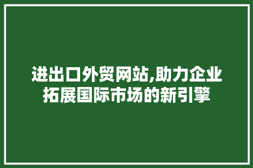 进出口外贸网站,助力企业拓展国际市场的新引擎