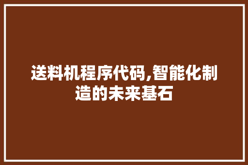 送料机程序代码,智能化制造的未来基石 送料机程序代码,智能化制造的未来基石 神马SEO