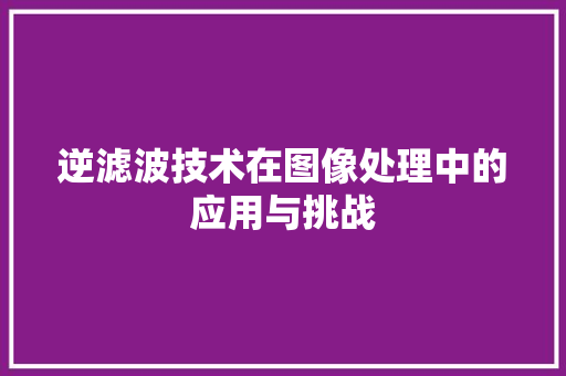 逆滤波技术在图像处理中的应用与挑战