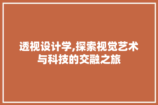 透视设计学,探索视觉艺术与科技的交融之旅 透视设计学,探索视觉艺术与科技的交融之旅 网站建设公司