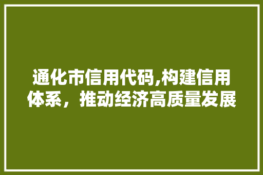 通化市信用代码,构建信用体系，推动经济高质量发展 通化市信用代码,构建信用体系，推动经济高质量发展 SEO关键词