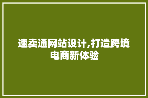 速卖通网站设计,打造跨境电商新体验 速卖通网站设计,打造跨境电商新体验 SEO关键词