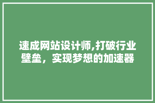 速成网站设计师,打破行业壁垒，实现梦想的加速器 速成网站设计师,打破行业壁垒，实现梦想的加速器 百度SEO