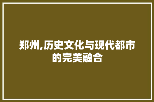 郑州,历史文化与现代都市的完美融合 郑州,历史文化与现代都市的完美融合 必应SEO