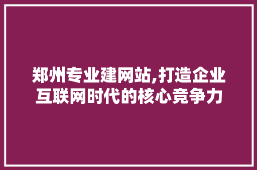 郑州专业建网站,打造企业互联网时代的核心竞争力 郑州专业建网站,打造企业互联网时代的核心竞争力 神马SEO