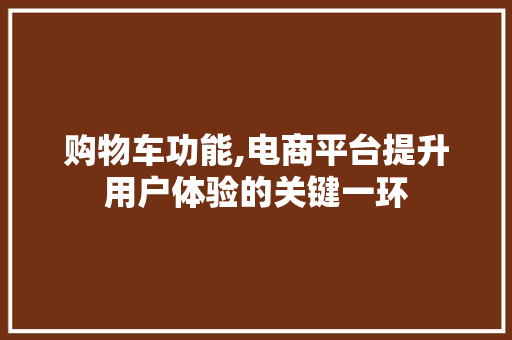 购物车功能,电商平台提升用户体验的关键一环 购物车功能,电商平台提升用户体验的关键一环 必应SEO