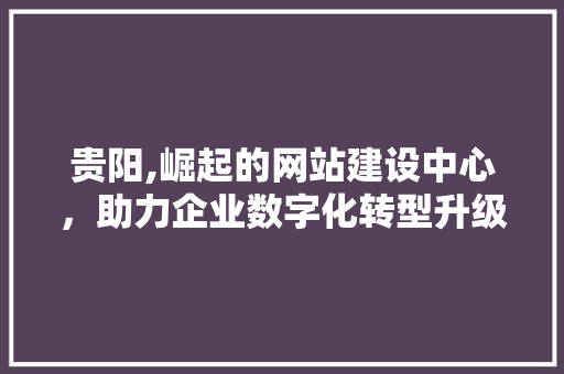 贵阳,崛起的网站建设中心，助力企业数字化转型升级 贵阳,崛起的网站建设中心，助力企业数字化转型升级 百度SEO