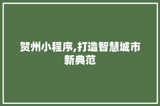 贺州小程序,打造智慧城市新典范 贺州小程序,打造智慧城市新典范 神马SEO