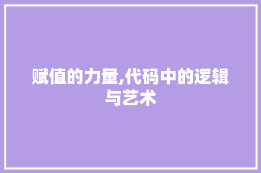 赋值的力量,代码中的逻辑与艺术 赋值的力量,代码中的逻辑与艺术 SEO关键词