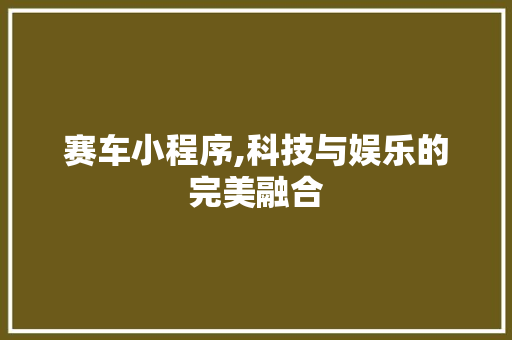 赛车小程序,科技与娱乐的完美融合 赛车小程序,科技与娱乐的完美融合 百度SEO
