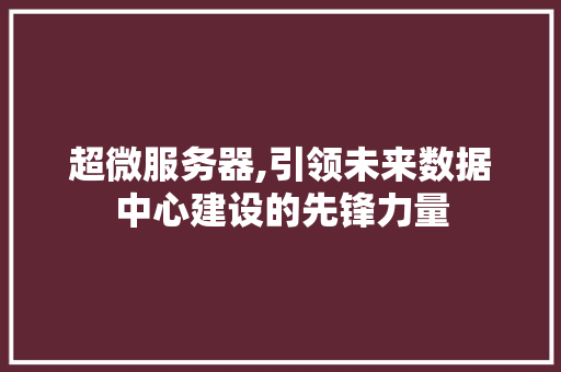 超微服务器,引领未来数据中心建设的先锋力量 超微服务器,引领未来数据中心建设的先锋力量 神马SEO