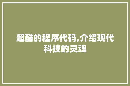 超酷的程序代码,介绍现代科技的灵魂 超酷的程序代码,介绍现代科技的灵魂 百度SEO