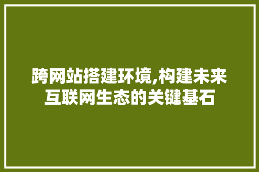跨网站搭建环境,构建未来互联网生态的关键基石 跨网站搭建环境,构建未来互联网生态的关键基石 SEO关键词