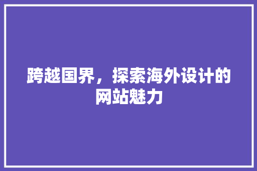 跨越国界，探索海外设计的网站魅力 跨越国界，探索海外设计的网站魅力 必应SEO