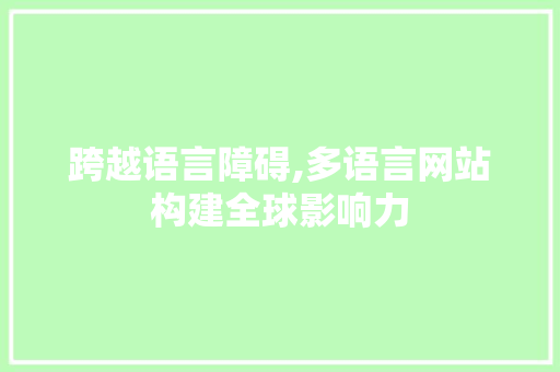 跨越语言障碍,多语言网站构建全球影响力 跨越语言障碍,多语言网站构建全球影响力 必应SEO