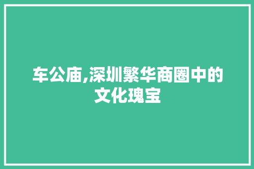 车公庙,深圳繁华商圈中的文化瑰宝 车公庙,深圳繁华商圈中的文化瑰宝 必应SEO