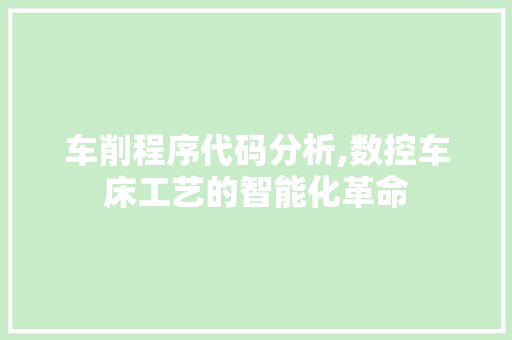 车削程序代码分析,数控车床工艺的智能化革命 车削程序代码分析,数控车床工艺的智能化革命 网站建设公司