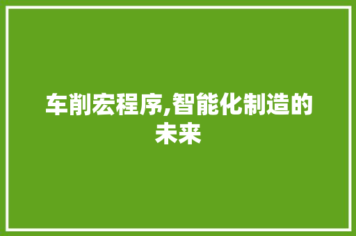 车削宏程序,智能化制造的未来 车削宏程序,智能化制造的未来 搜狗SEO