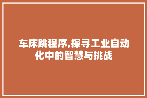 车床跳程序,探寻工业自动化中的智慧与挑战 车床跳程序,探寻工业自动化中的智慧与挑战 神马SEO