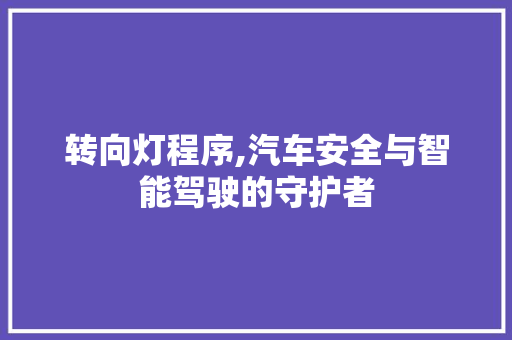 转向灯程序,汽车安全与智能驾驶的守护者 转向灯程序,汽车安全与智能驾驶的守护者 SEO关键词
