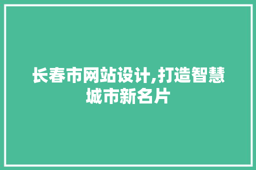 长春市网站设计,打造智慧城市新名片