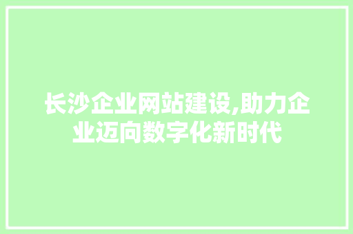 长沙企业网站建设,助力企业迈向数字化新时代 长沙企业网站建设,助力企业迈向数字化新时代 网站建设公司