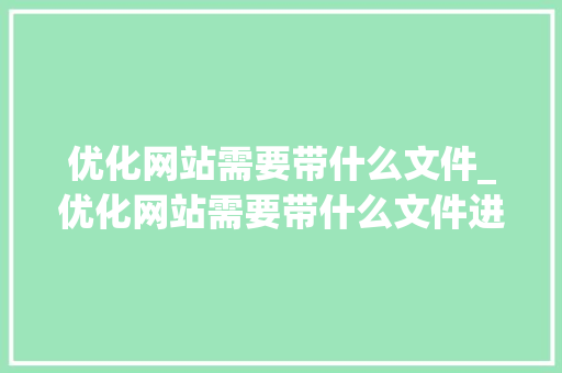 优化网站需要带什么文件_优化网站需要带什么文件进去。