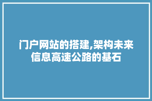 门户网站的搭建,架构未来信息高速公路的基石 门户网站的搭建,架构未来信息高速公路的基石 必应SEO