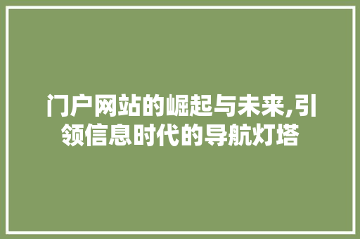门户网站的崛起与未来,引领信息时代的导航灯塔 门户网站的崛起与未来,引领信息时代的导航灯塔 必应SEO