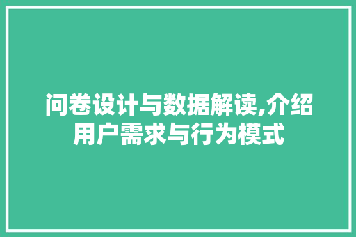 问卷设计与数据解读,介绍用户需求与行为模式