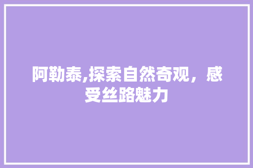 阿勒泰,探索自然奇观，感受丝路魅力 阿勒泰,探索自然奇观，感受丝路魅力 神马SEO