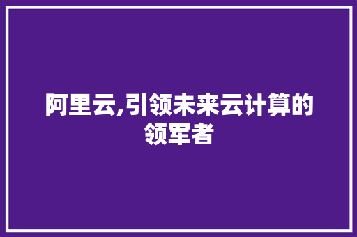 阿里云,引领未来云计算的领军者 阿里云,引领未来云计算的领军者 百度SEO
