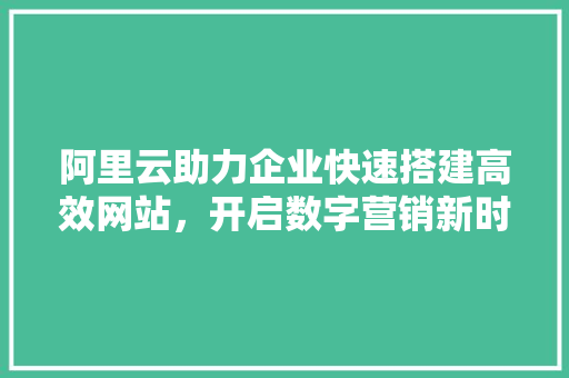 阿里云助力企业快速搭建高效网站，开启数字营销新时代 阿里云助力企业快速搭建高效网站，开启数字营销新时代 网站建设公司