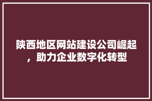 陕西地区网站建设公司崛起，助力企业数字化转型 陕西地区网站建设公司崛起，助力企业数字化转型 神马SEO