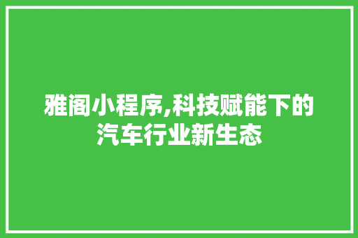 雅阁小程序,科技赋能下的汽车行业新生态