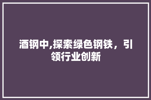 酒钢中,探索绿色钢铁，引领行业创新 酒钢中,探索绿色钢铁，引领行业创新 SEO关键词