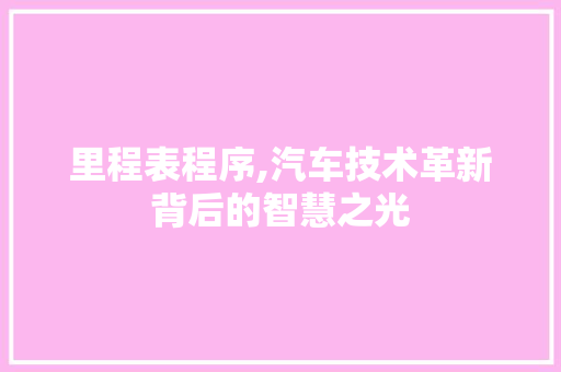 里程表程序,汽车技术革新背后的智慧之光 里程表程序,汽车技术革新背后的智慧之光 SEO关键词