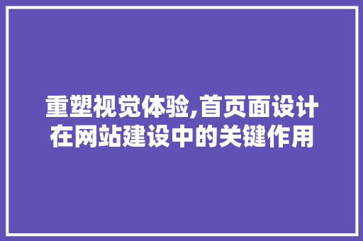 重塑视觉体验,首页面设计在网站建设中的关键作用 重塑视觉体验,首页面设计在网站建设中的关键作用 网站建设公司