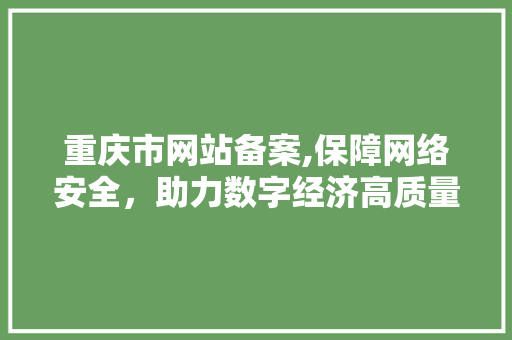 重庆市网站备案,保障网络安全，助力数字经济高质量发展 重庆市网站备案,保障网络安全，助力数字经济高质量发展 网站建设公司