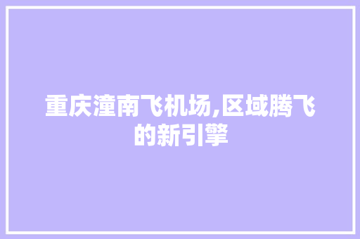 重庆潼南飞机场,区域腾飞的新引擎 重庆潼南飞机场,区域腾飞的新引擎 神马SEO