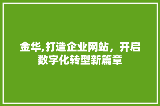 金华,打造企业网站，开启数字化转型新篇章 金华,打造企业网站，开启数字化转型新篇章 SEO关键词
