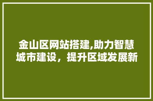 金山区网站搭建,助力智慧城市建设，提升区域发展新高度 金山区网站搭建,助力智慧城市建设，提升区域发展新高度 SEO关键词