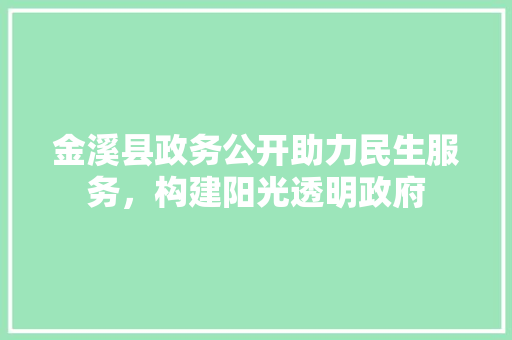 金溪县政务公开助力民生服务，构建阳光透明政府 金溪县政务公开助力民生服务，构建阳光透明政府 必应SEO