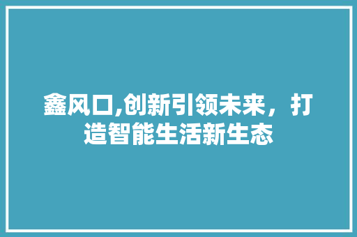 鑫风口,创新引领未来，打造智能生活新生态 网站建设公司